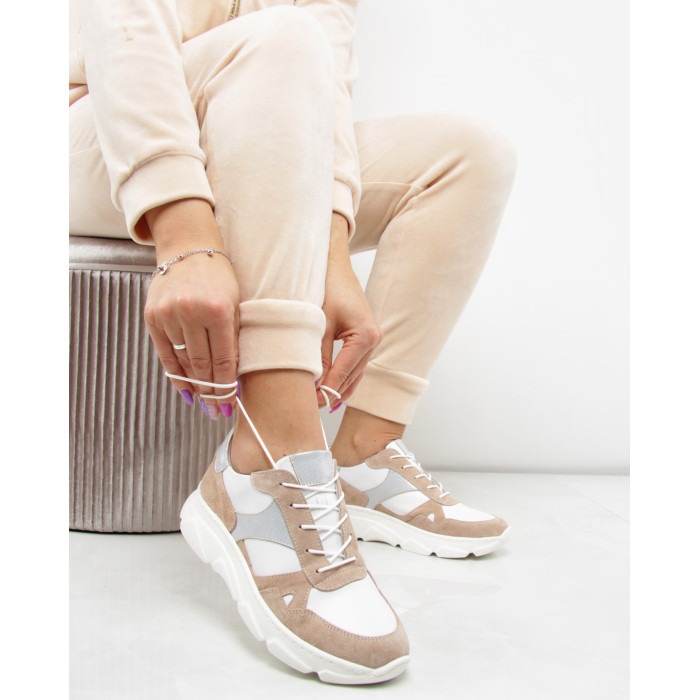 Beżowe sneakersy skórzane BOTIMO