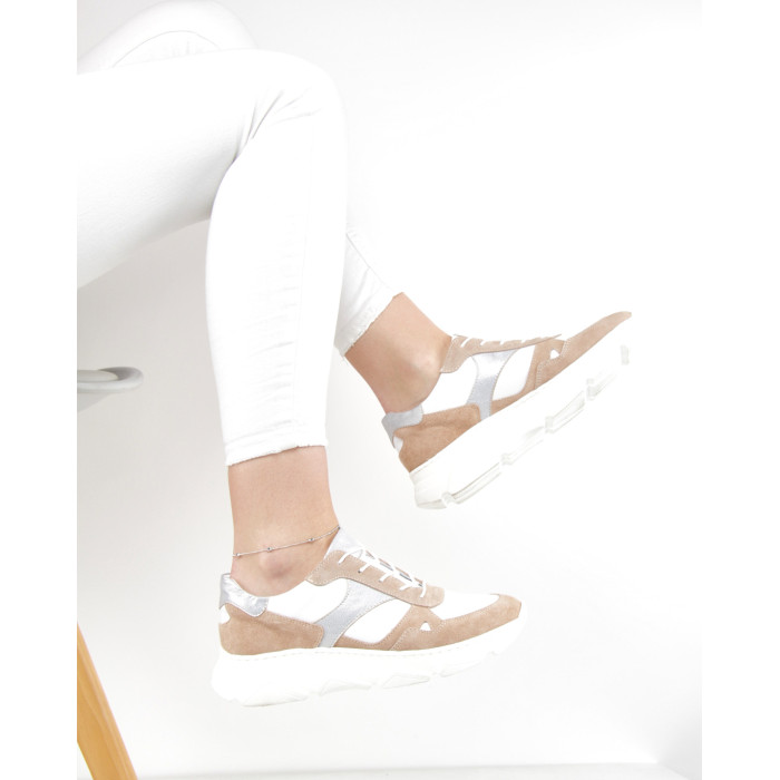 Beżowe sneakersy skórzane BOTIMO