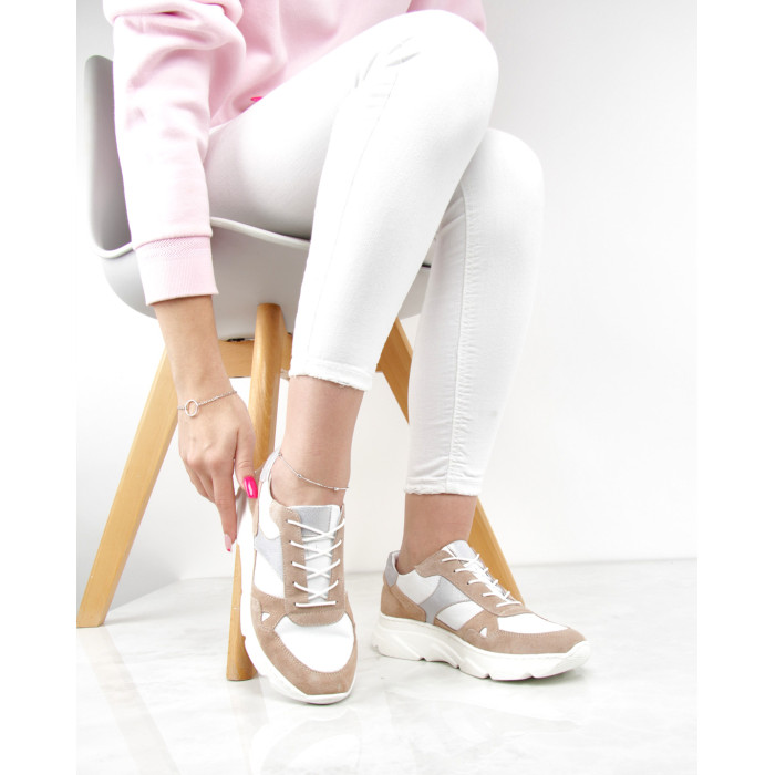 Beżowe sneakersy skórzane BOTIMO