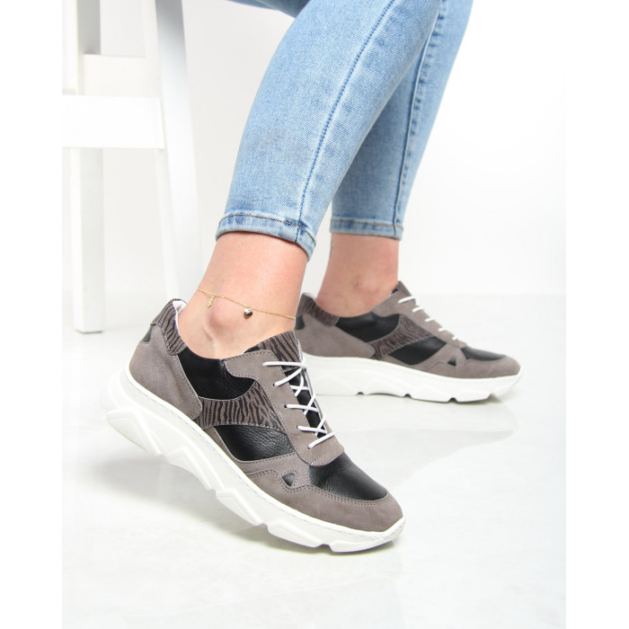 Szare sneakersy skórzane BOTIMO