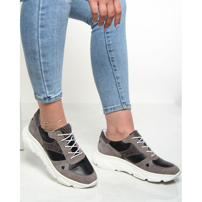 Szare sneakersy skórzane BOTIMO