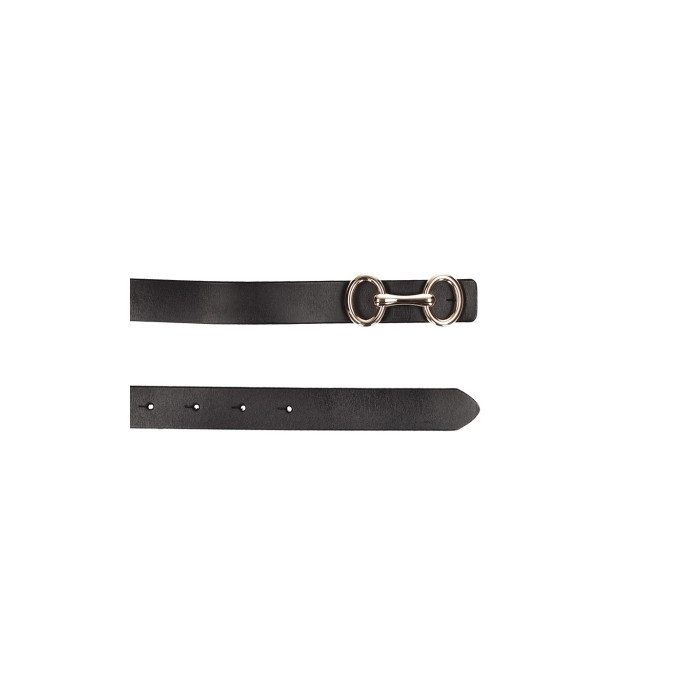 Pasek skórzany czarny + złoto