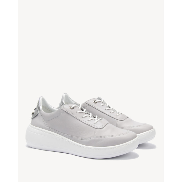 Gray sport shoes grain leather