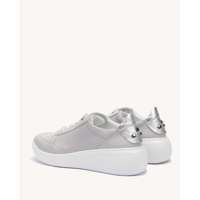 Gray sport shoes grain leather