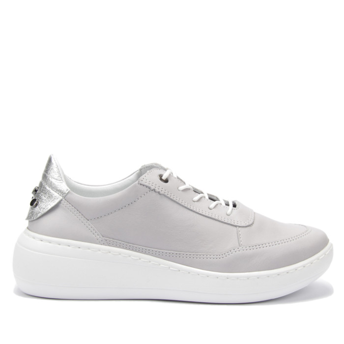 Gray sport shoes grain leather