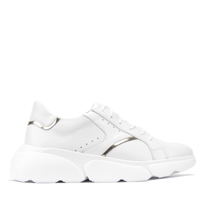 White sport shoes grain leather