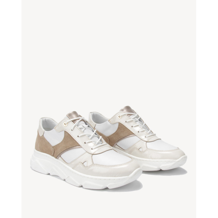 Beige and white leather sneakers