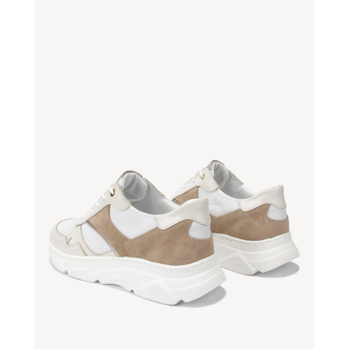 Beige and white leather sneakers