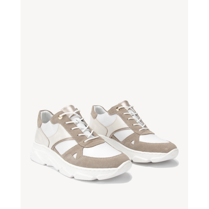 Beige and white leather sneakers