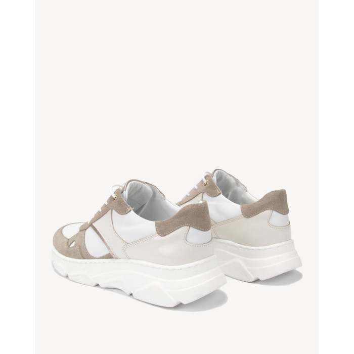 Beige and white leather sneakers