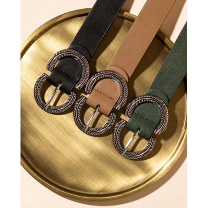 Pasek skórzany ciemny beż