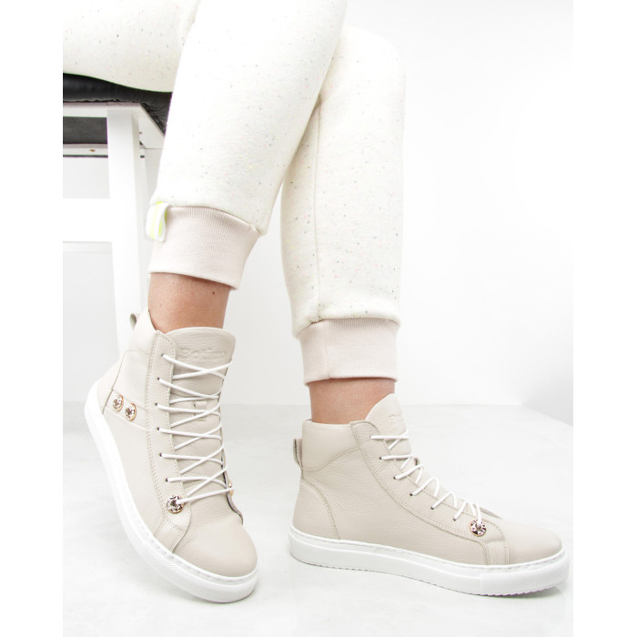 Lightweight high beige sneakers
