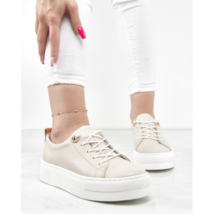 Beżowe trampki na wysokiej podeszwie BOTIMO