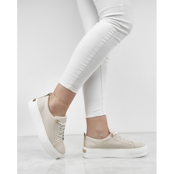 Beżowe trampki na wysokiej podeszwie BOTIMO