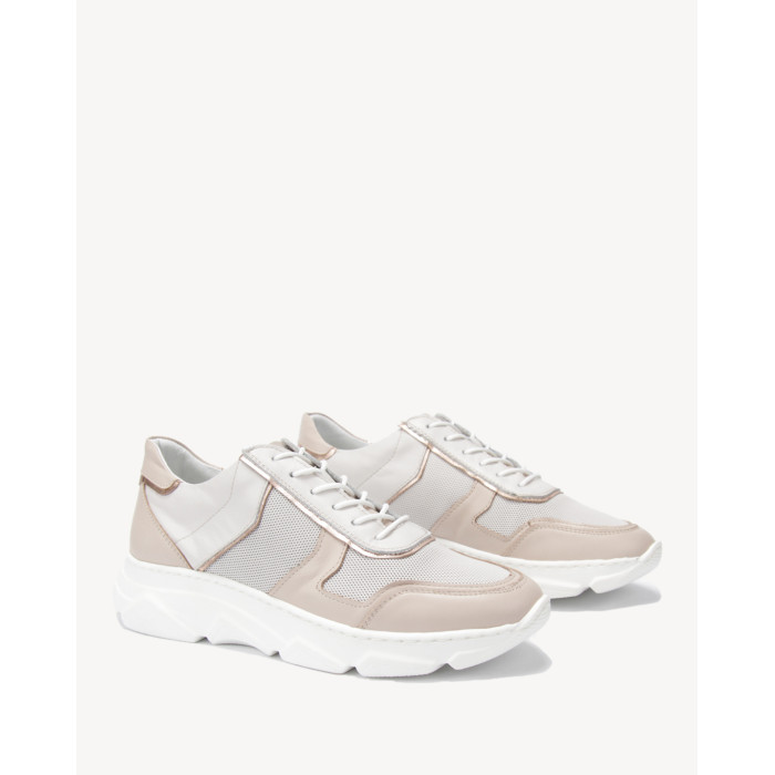 Rożowo- beżowe sneakersy skórzane