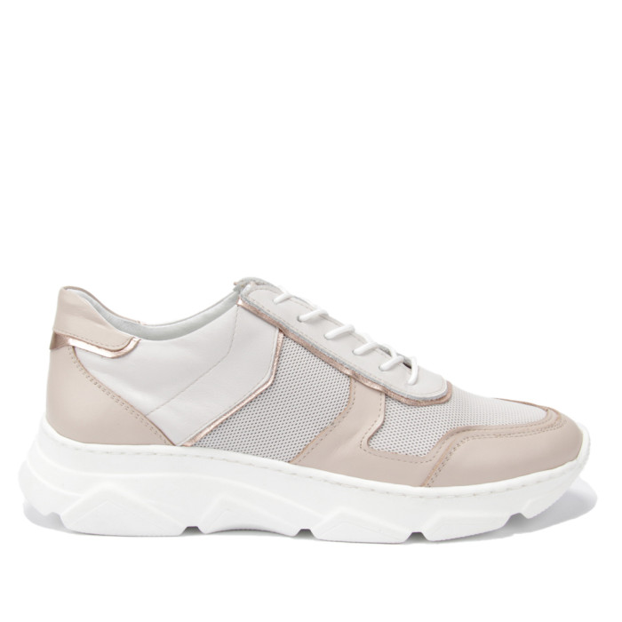 Rożowo- beżowe sneakersy skórzane