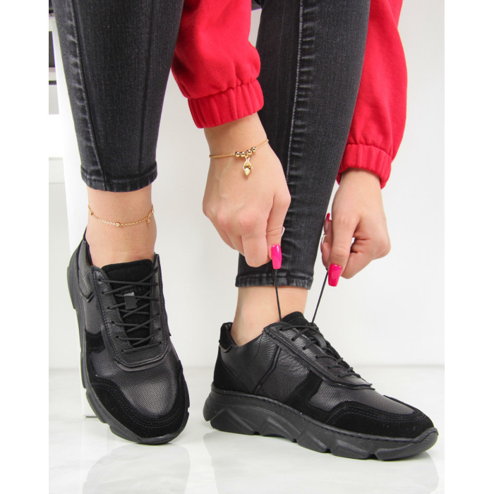 Czarne sneakersy skórzane