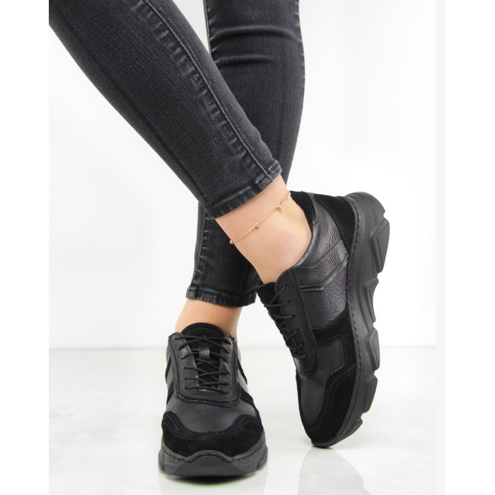 Czarne sneakersy skórzane