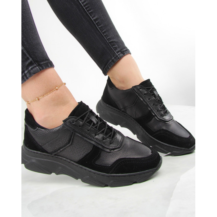 Czarne sneakersy skórzane