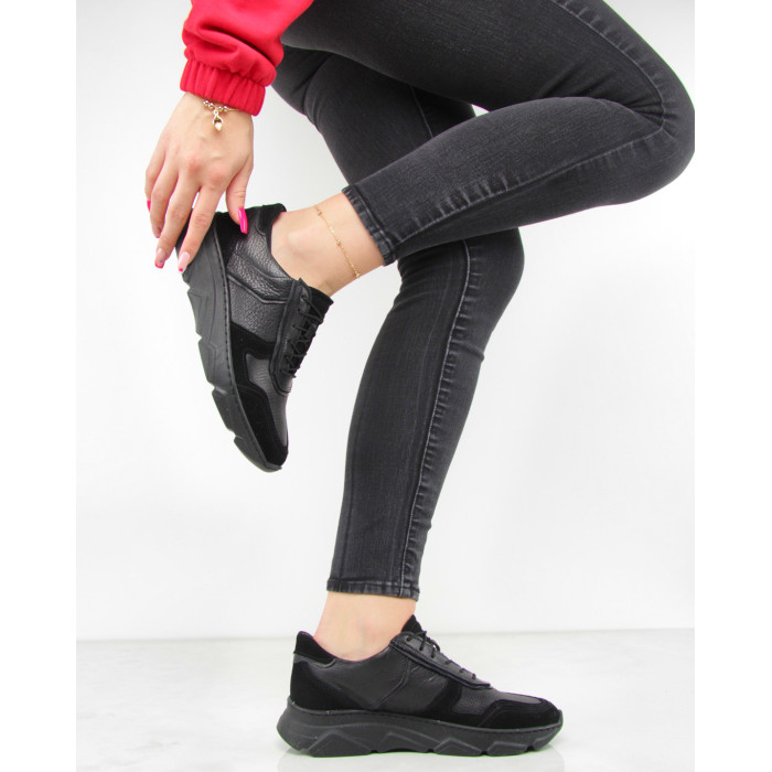 Czarne sneakersy skórzane