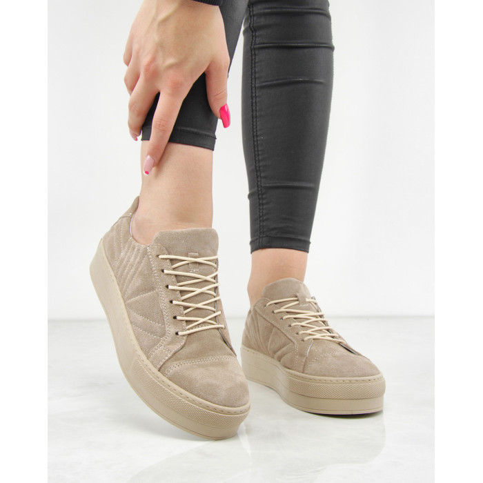 Beige half derby shoes