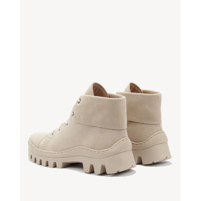 Beige velour summer boots on flat sole