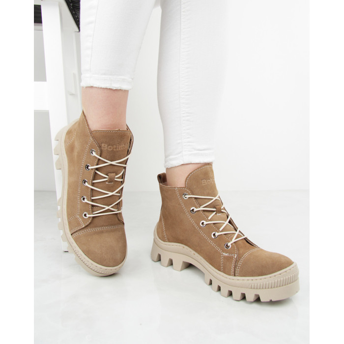 Brązowe botki letnie skóra welurowa BOTIMO