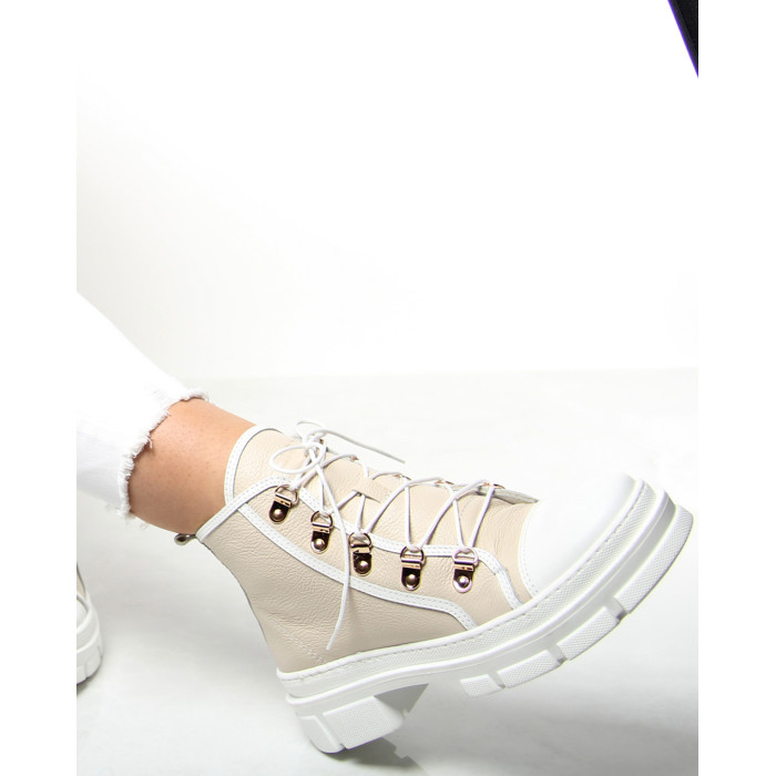 Cream summer boots grain leather BOTIMO