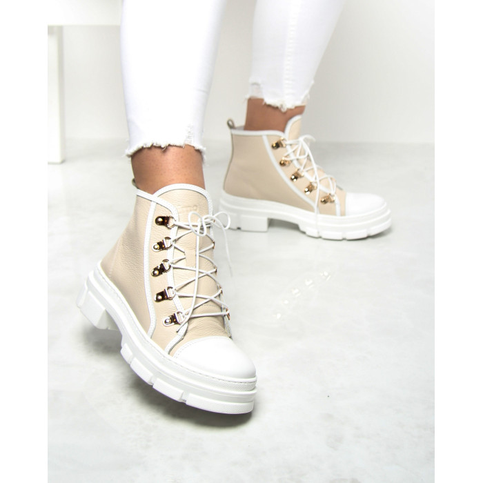 Cream summer boots grain leather BOTIMO