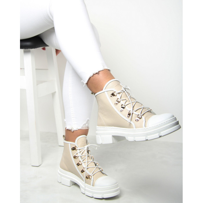 Cream summer boots grain leather BOTIMO