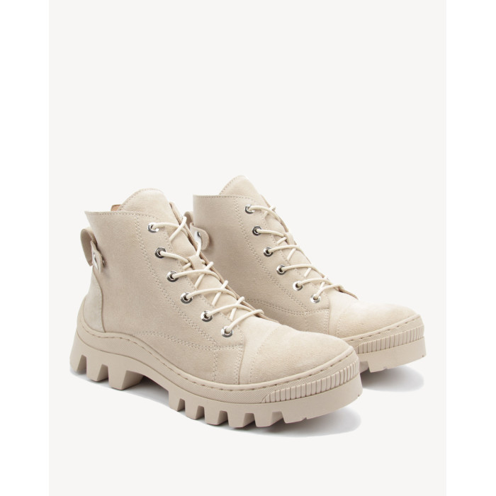 Beige leather boots