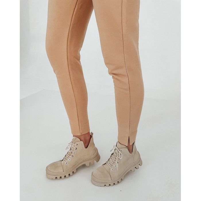Beige velour boots
