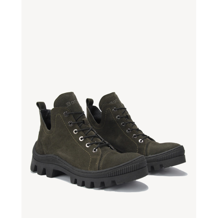 Green velour summer boots