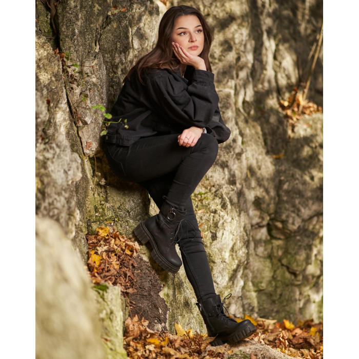 Black velour insulated boots