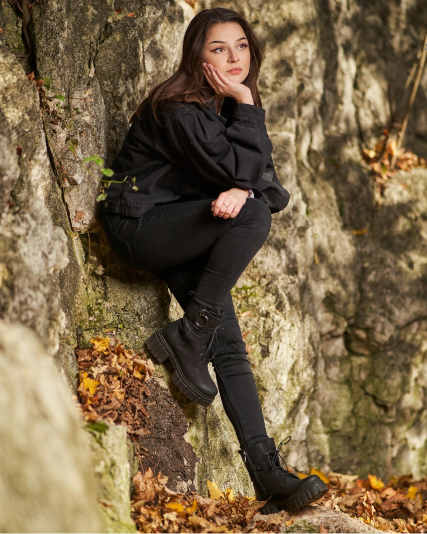 Black velour insulated boots