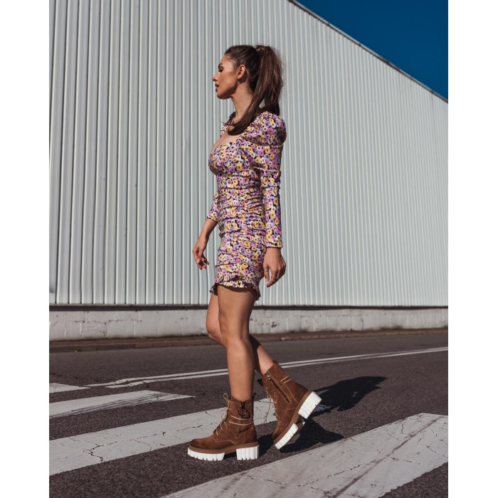 Brown velour insulated boots