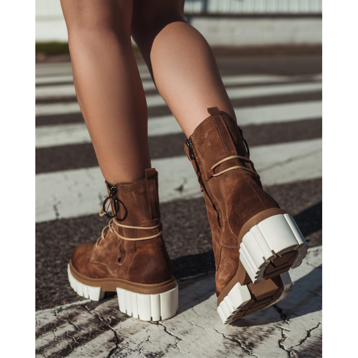 Brown velour insulated boots