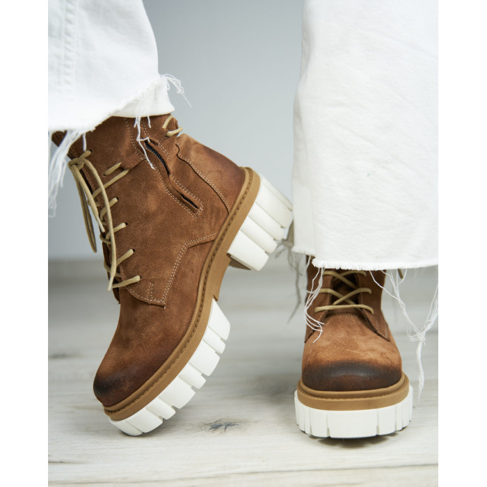 Brown velour insulated boots