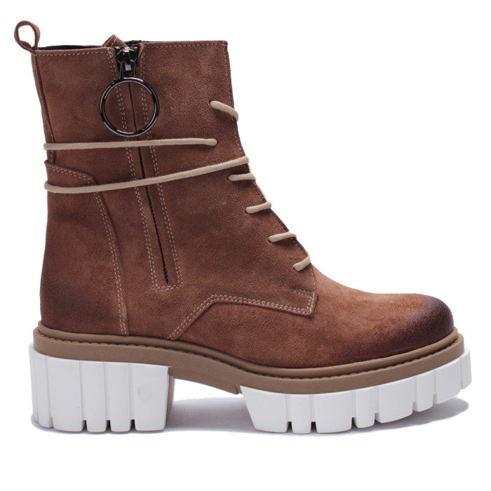 Brown velour insulated boots