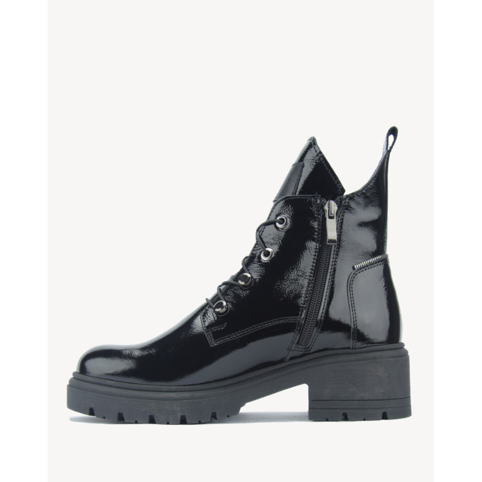 Czarne botki skóra lakierowana