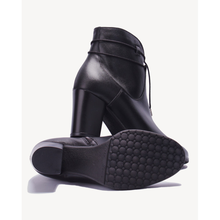 Czarne botki ocieplane skóra lico