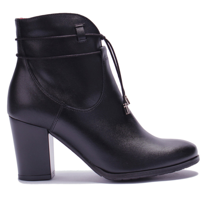 Czarne botki ocieplane skóra lico