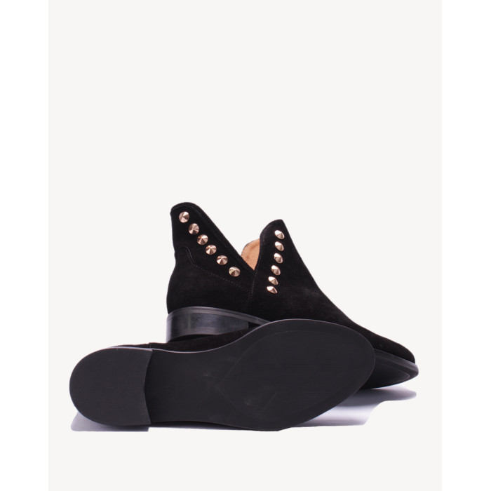 Black velour studded boots