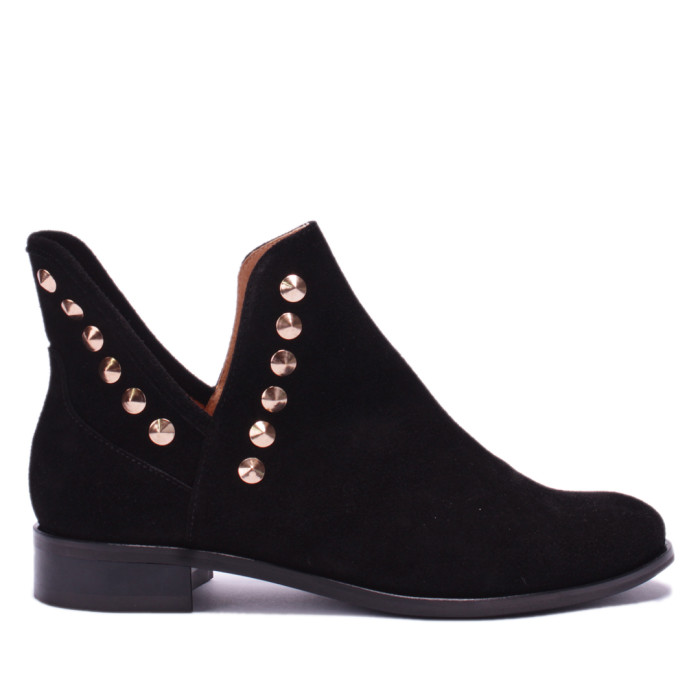 Black velour studded boots
