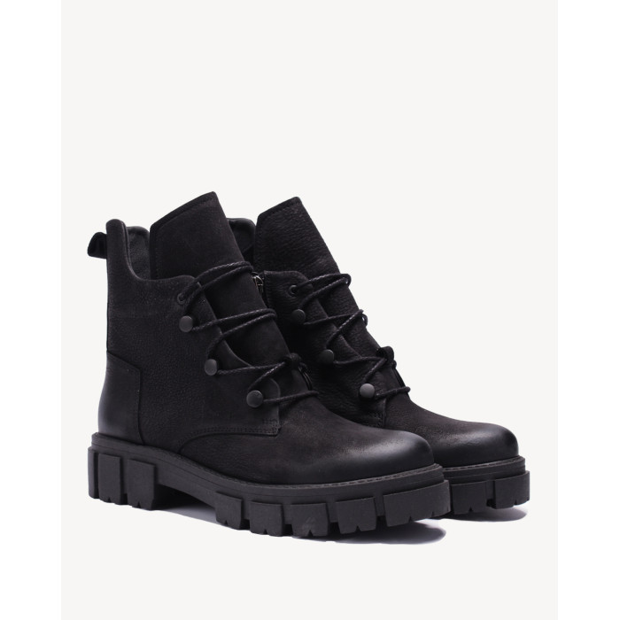 Czarne botki ocieplane skóra nubuk