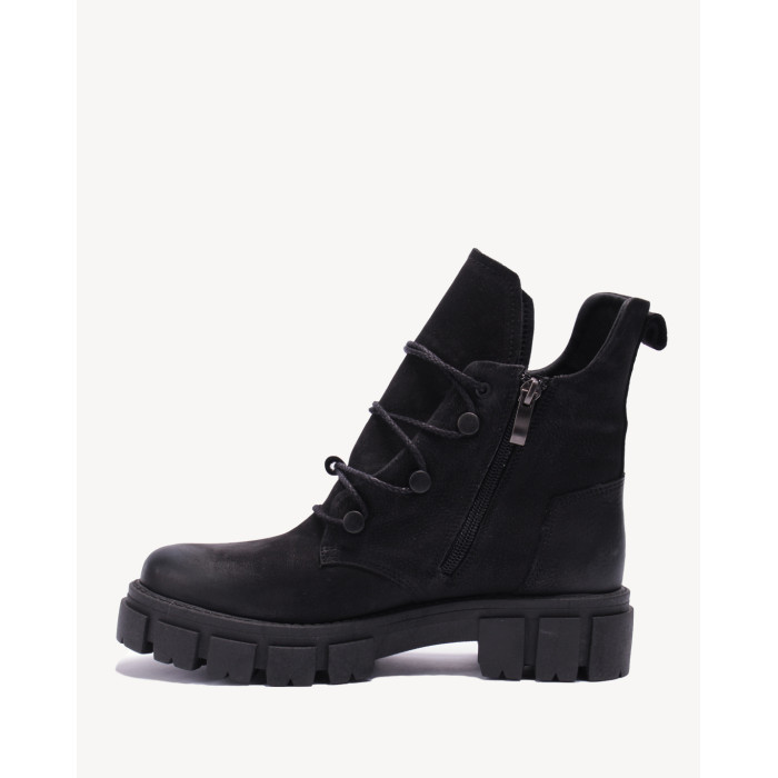 Czarne botki ocieplane skóra nubuk