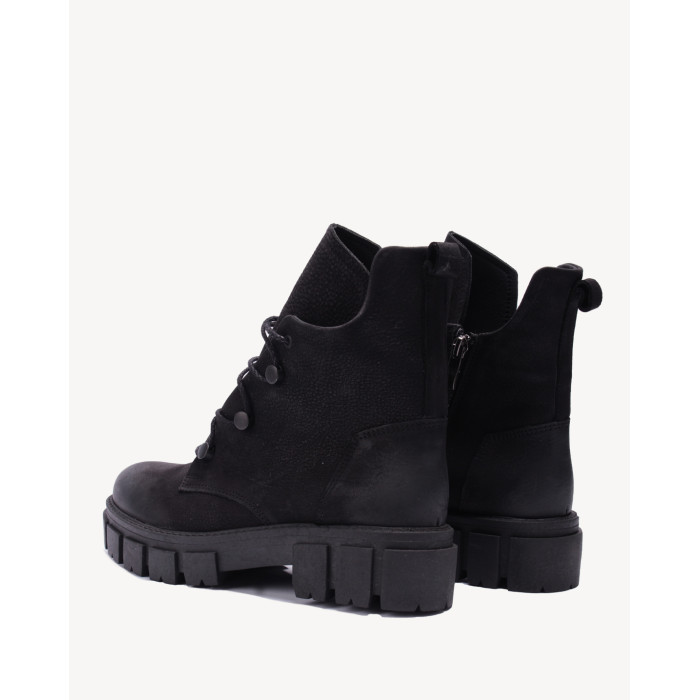 Czarne botki ocieplane skóra nubuk