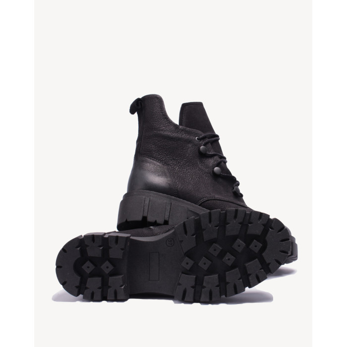 Czarne botki ocieplane skóra nubuk