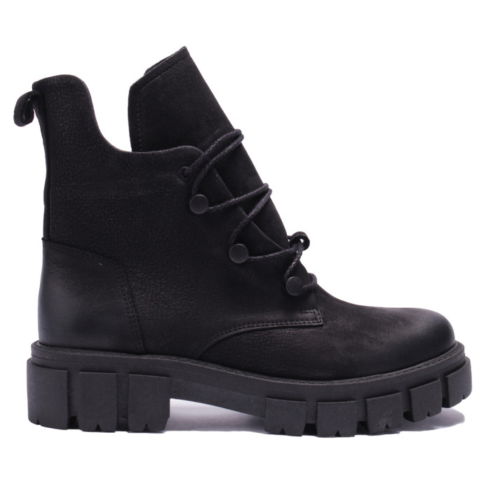 Czarne botki ocieplane skóra nubuk