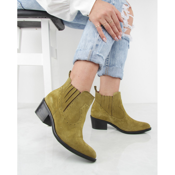 Zielone kowbojki welurowe